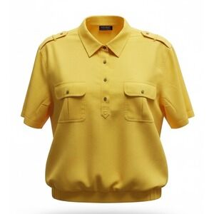 John Blair Fine Menswear Since 1910 Yellow Short Sleeve Button Up Shirt Size 2XL